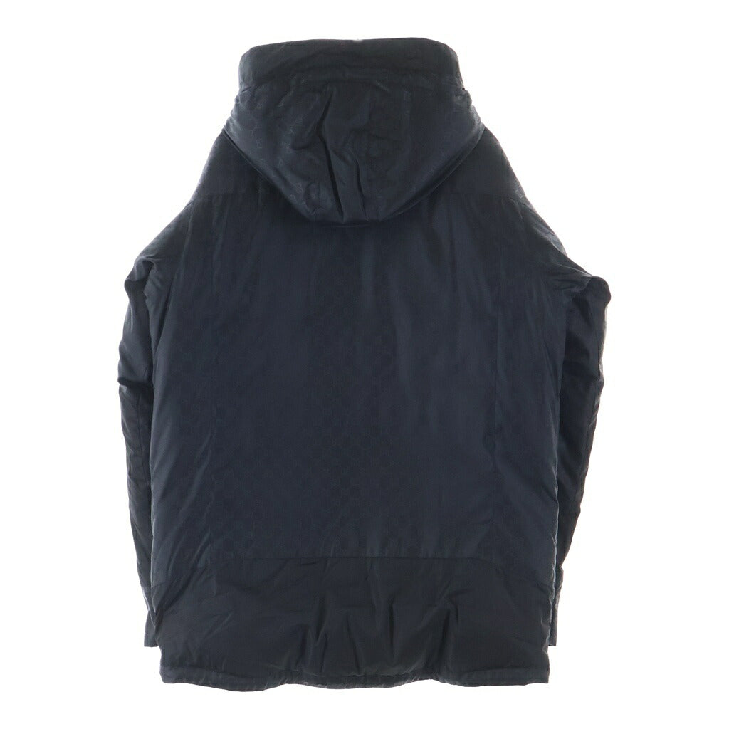 GUCCI(グッチ) GGジャガード ダウンジャケット フード付き フロントワッペン ナイロン ブラック 495713 Z705C