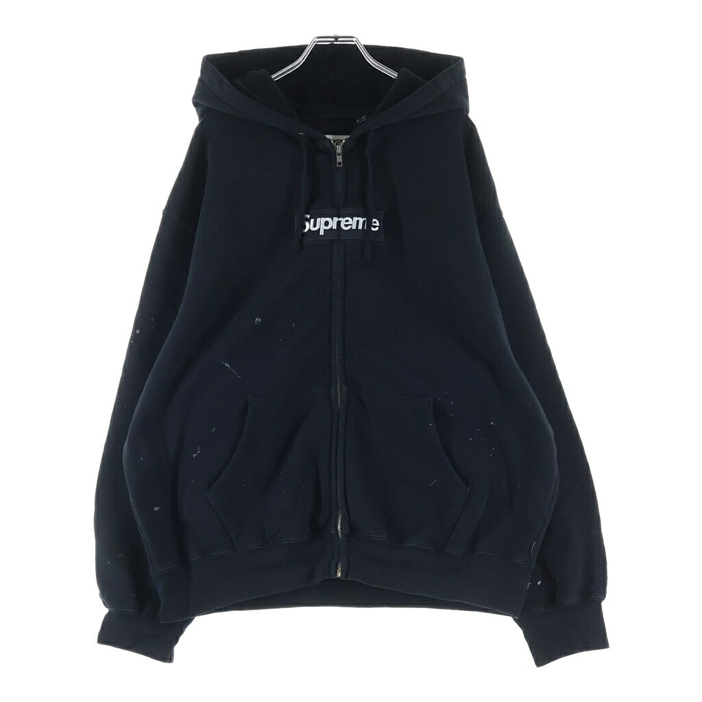 SUPREME(シュプリーム) 26SS×MM6 Maison Margiela Box Logo Zip Up Hooded Sweatshirt メゾンマルジェラ ペイント加工 ジップアップスウェットパーカー フーディー ブラック SH0GU0053 M25042
