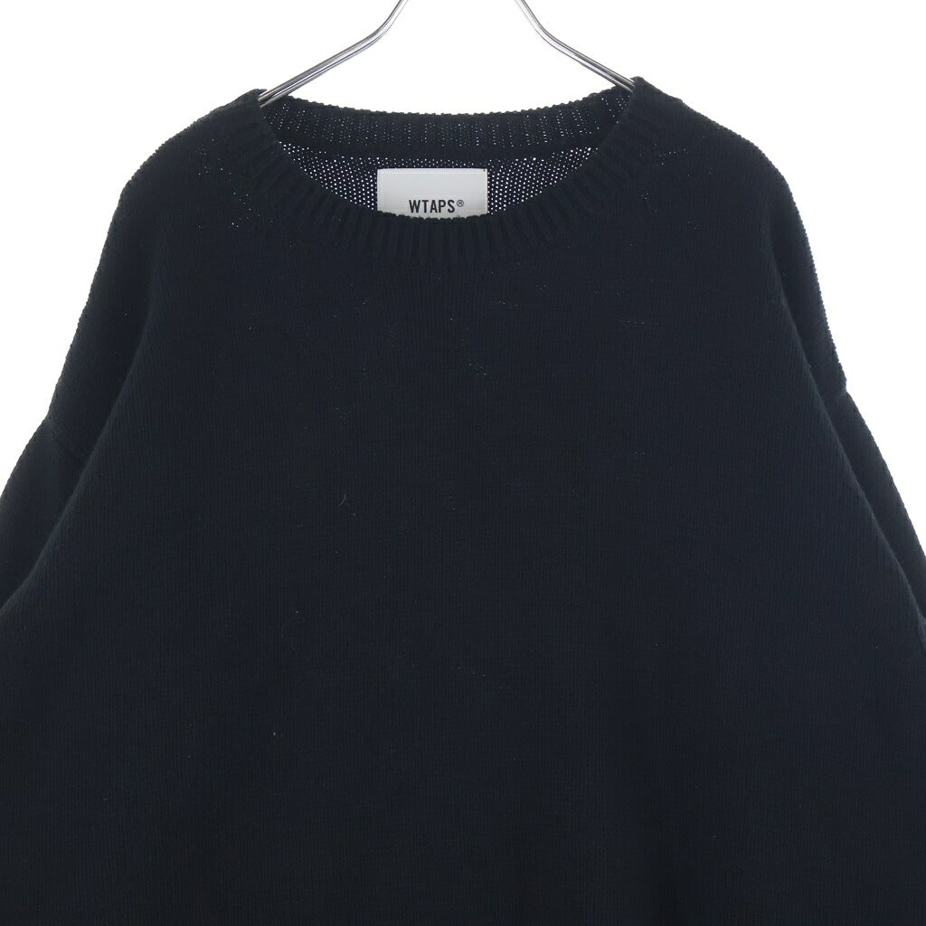 WTAPS(ダブルタップス) 24AW WTAPS SIGN SWEATER 天竺編み クルーネックニット セーター ブラック 242MADT-KNM04