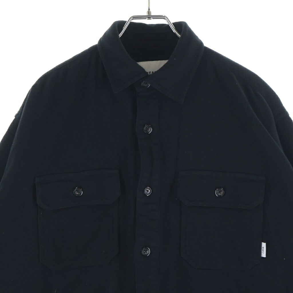 WTAPS(ダブルタップス) 23AW DECK 02 LS / COTTON. TWILL コットン ダブルポケット 長袖シャツ ブラック 232TQDT-SHM03