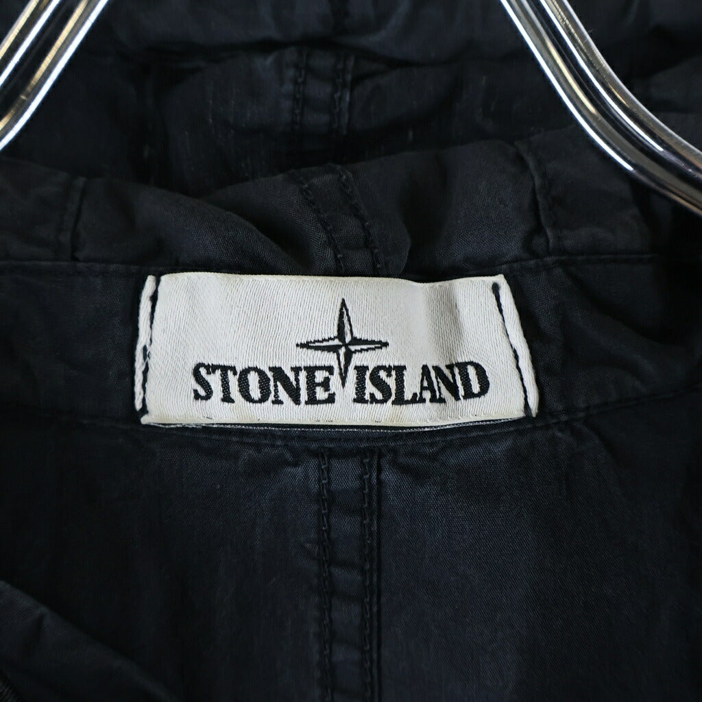STONE ISLAND(ストーンアイランド) GARMENT DYED COTTON NYLON HOODED SHIRT BLOUSON ガーメントダイ ナイロン フード付き 長袖シャツ チャコールグレー 721512408