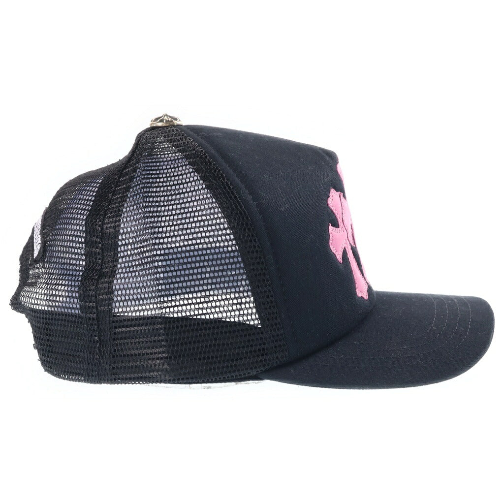 CHROME HEARTS(クロムハーツ) TRUCKER CAP 3セメタリー レザークロスパッチ メッシュトラッカーキャップ 帽子 ブラック/ピンク