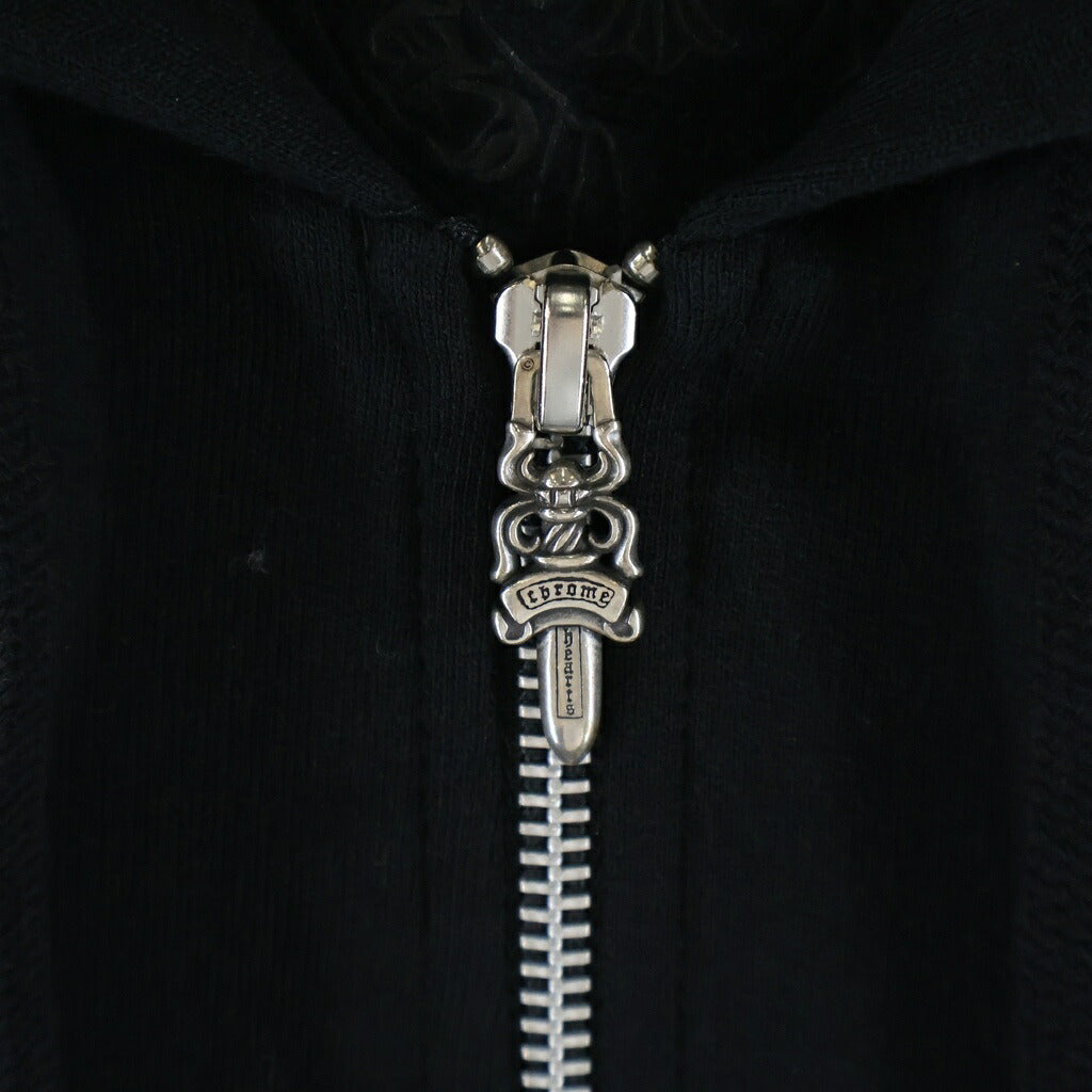 CHROME HEARTS(クロムハーツ) SWTSHRT HD ZIP ダガージップ アームフローラル バックホースシュープリント ジップアップスウェットパーカー フーディー ブラック