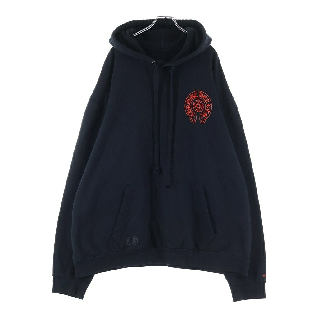 CHROME HEARTS(クロムハーツ) WWW.CHROMEHEARTS.COM HOODIE オンライン限定ホースシューバックプリント プルオーバーパーカー ブラック/レッド
