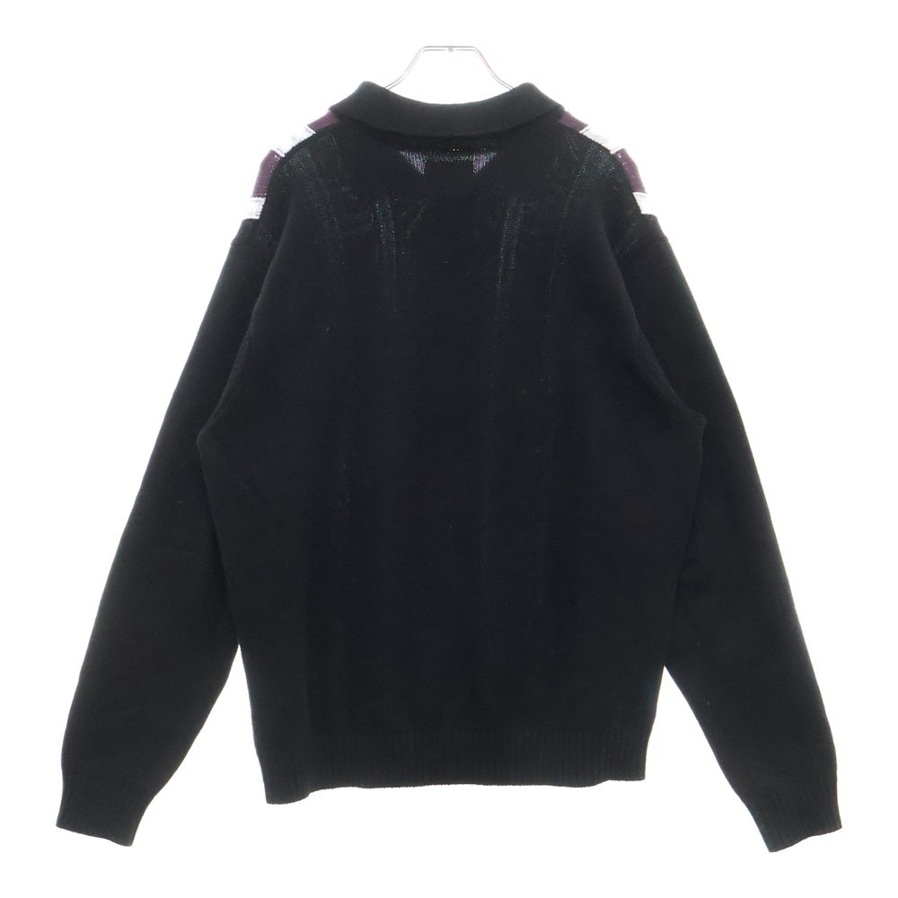 HUF(ハフ) CAMBRIDGE SWEATER ロゴ刺繍 ハーフボタン ケンブリッジ 長袖ニット ポロシャツ マルチ KN00524