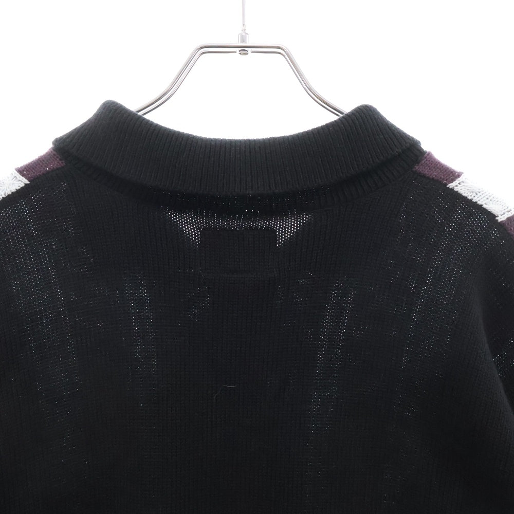 HUF(ハフ) CAMBRIDGE SWEATER ロゴ刺繍 ハーフボタン ケンブリッジ 長袖ニット ポロシャツ マルチ KN00524