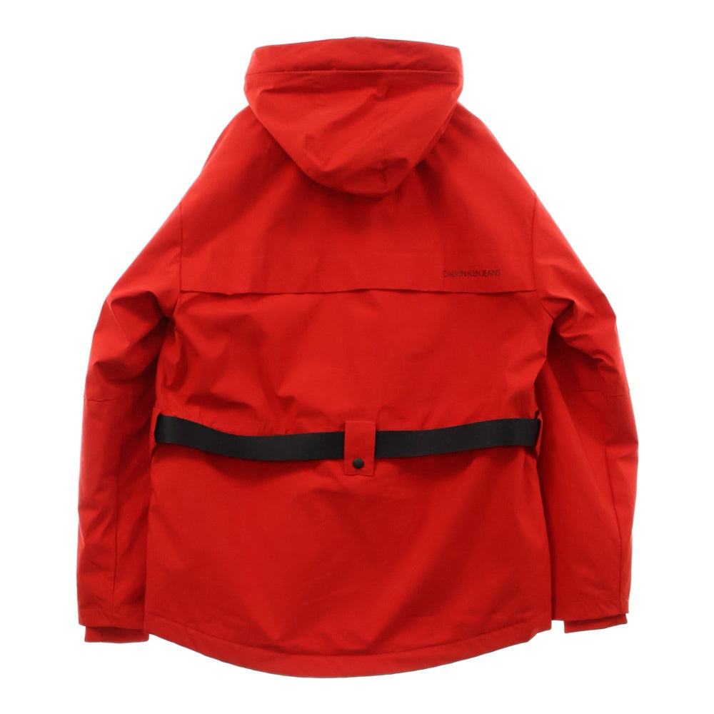 Calvin Klein Jeans(カルバンクラインジーンズ) マルチポケット ジップアップ フーデッド ナイロン ヘンプジャケット レッド J319243