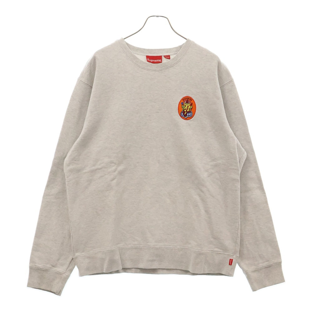 SUPREME(シュプリーム) 18SS Ganesh Crewneck ガーネシャ刺繍 クルーネック コットン 長袖スウェット トレーナー グレー