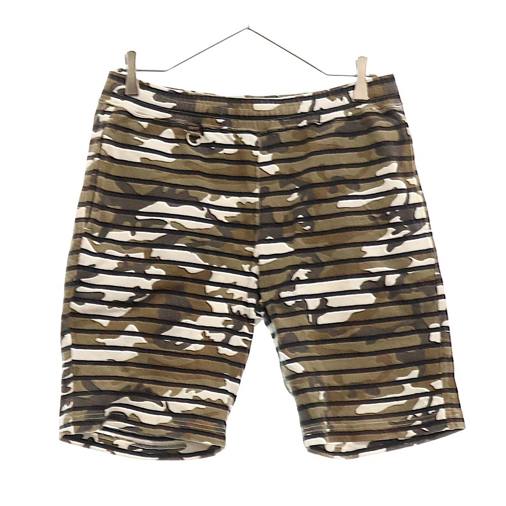 SOPHNET.(ソフネット) 15SS OVER PRINT BORDER SHORTS カモフラ柄 ボーダー コットン ハーフパンツ ショーツ カーキ SOPH-150158