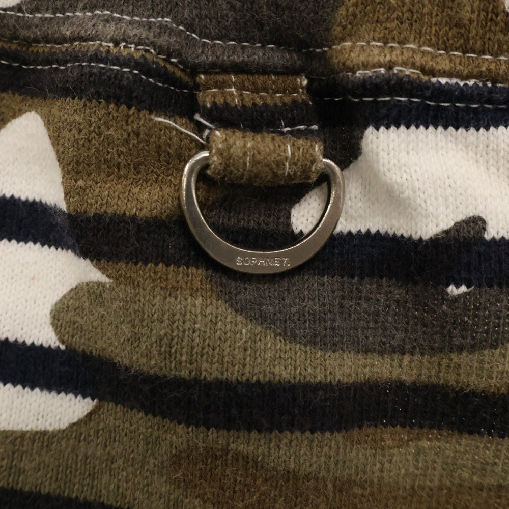 SOPHNET.(ソフネット) 15SS OVER PRINT BORDER SHORTS カモフラ柄 ボーダー コットン ハーフパンツ ショーツ カーキ SOPH-150158