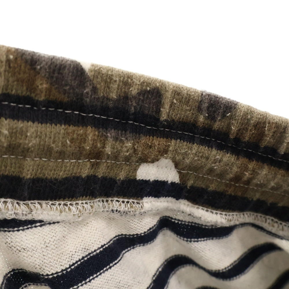 SOPHNET.(ソフネット) 15SS OVER PRINT BORDER SHORTS カモフラ柄 ボーダー コットン ハーフパンツ ショーツ カーキ SOPH-150158