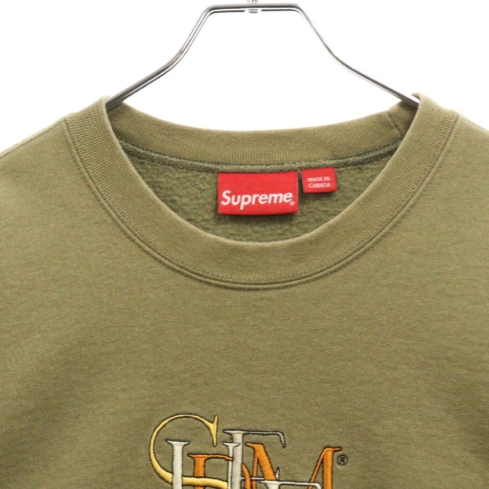 SUPREME(シュプリーム) 22SS Overlap Crewneck クルーネック 刺繍 長袖トレーナー グリーン