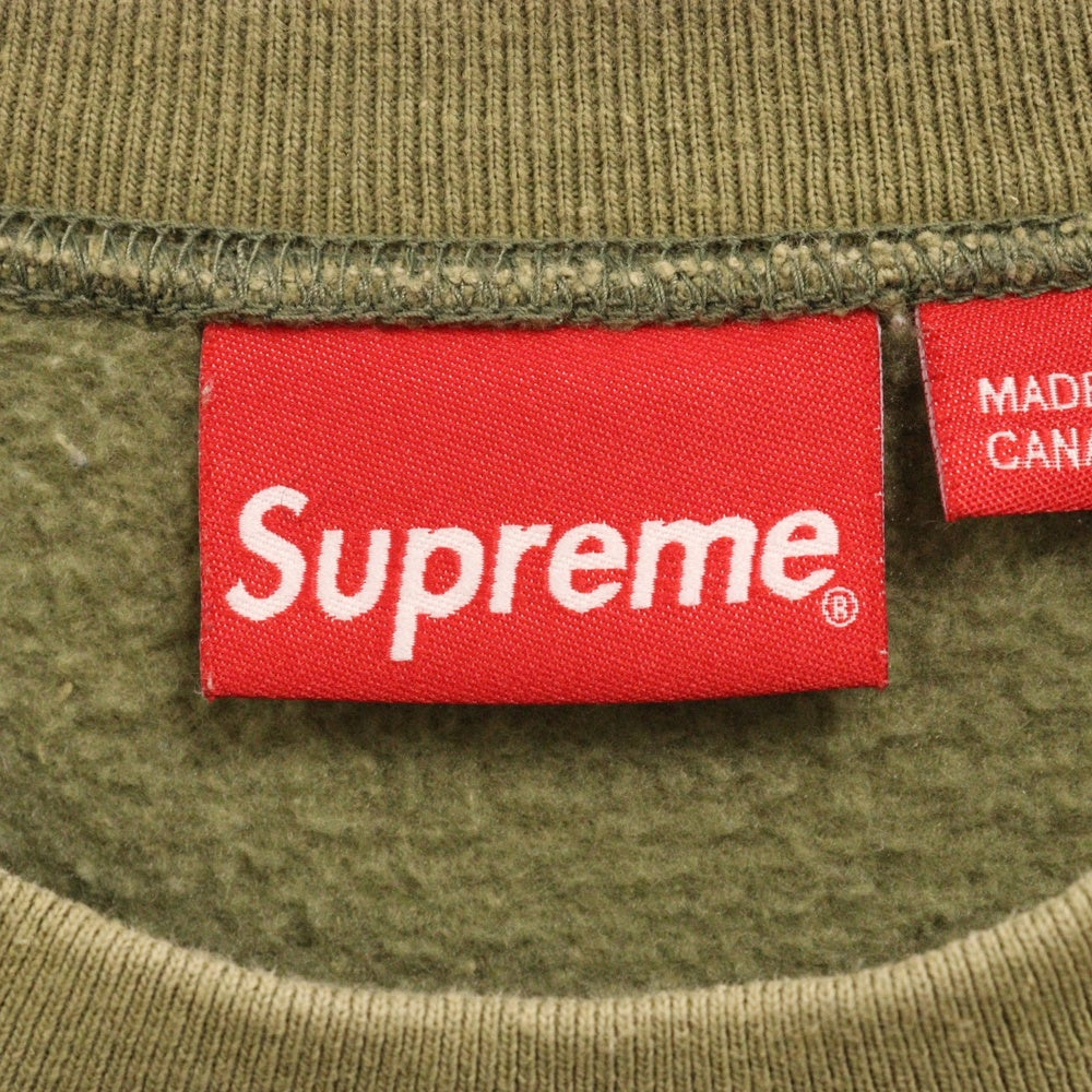 SUPREME(シュプリーム) 22SS Overlap Crewneck クルーネック 刺繍 長袖トレーナー グリーン