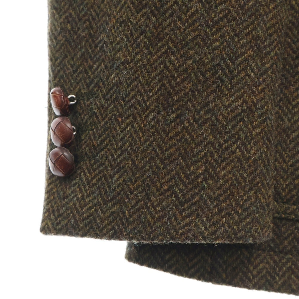 Barbour(バブアー) ツイードテーラードジャケット エルボーパッチ ヘリンボーン ブラウン