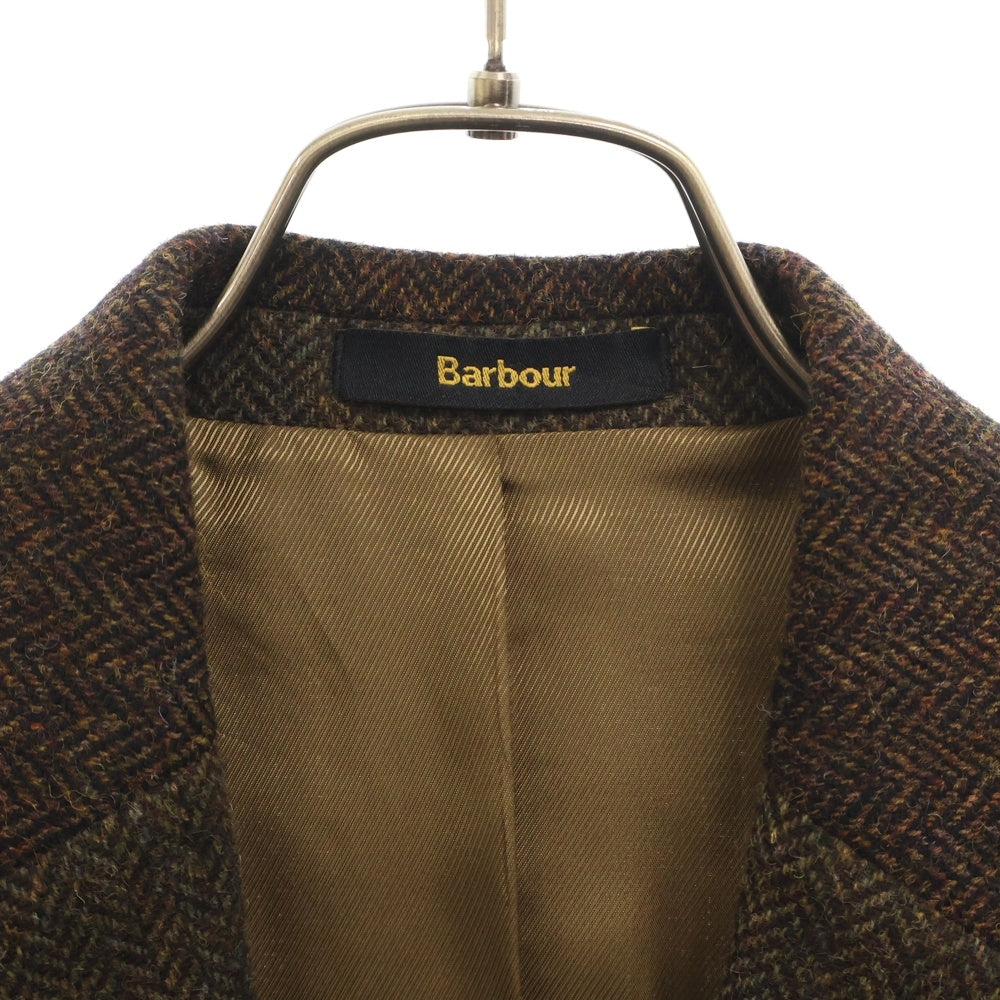 Barbour(バブアー) ツイードテーラードジャケット エルボーパッチ ヘリンボーン ブラウン