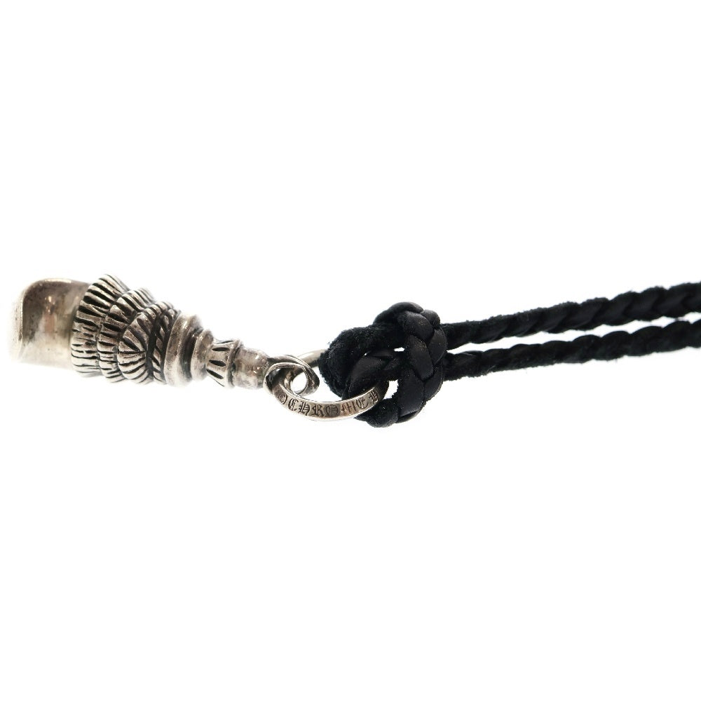 CHROME HEARTS(クロムハーツ) CROW クロウ レザーブレイド Wボロチップ ペンダントトップ ネックレス ブラック/シルバー