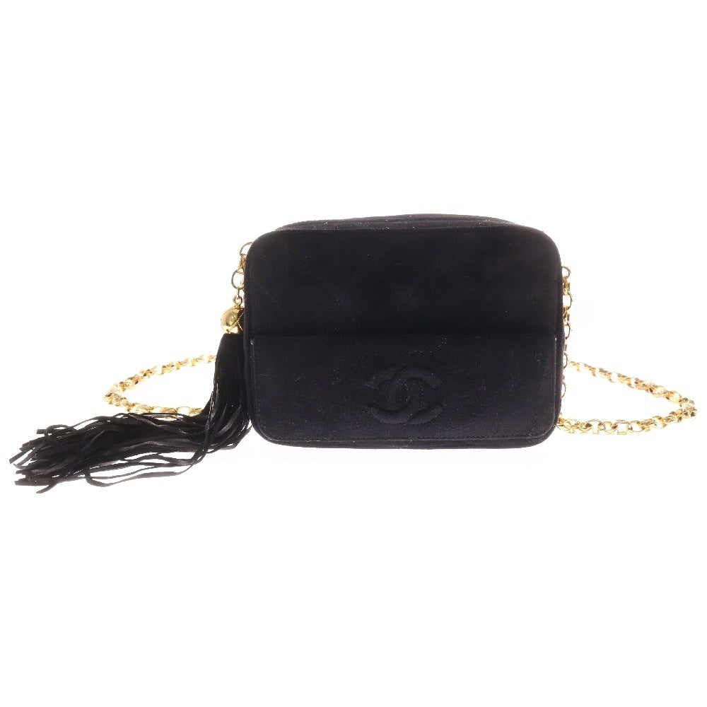 CHANEL(シャネル) マトラッセ ビジュー付き チェーンショルダーバッグ ココマーク スウェード ブラック 2番台