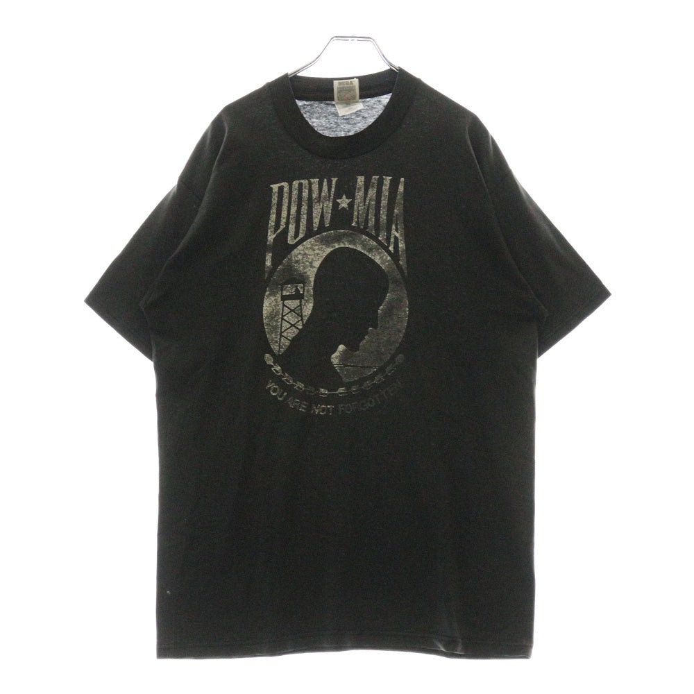 VINTAGE(ヴィンテージ) 90s POW MIA ベトナム戦争 フロントプリント 半袖Tシャツ カットソー ブラック