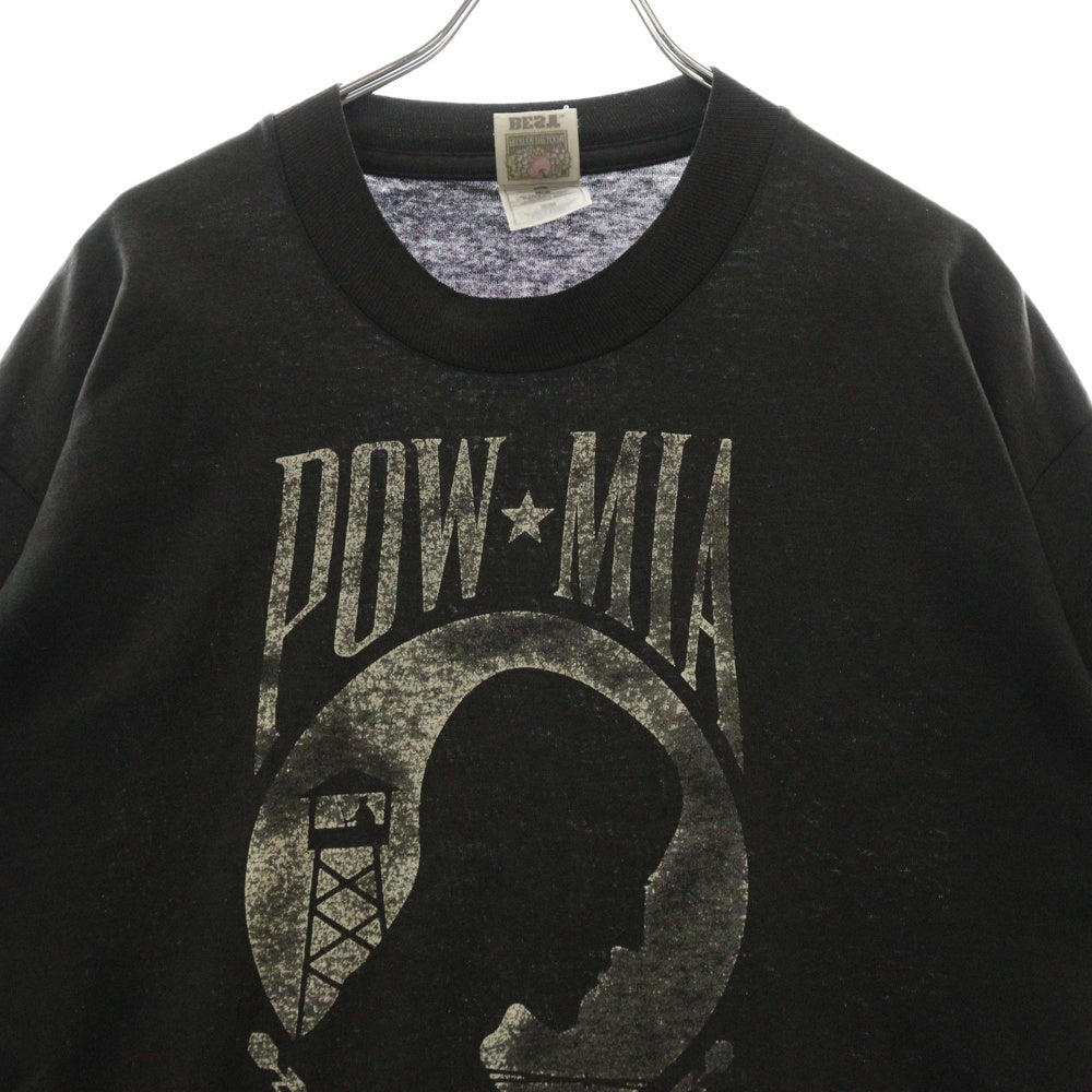 VINTAGE(ヴィンテージ) 90s POW MIA ベトナム戦争 フロントプリント 半袖Tシャツ カットソー ブラック