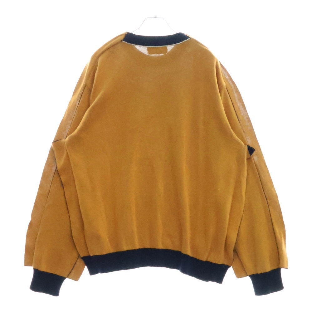 AMBUSH(アンブッシュ) ロゴ刺繍 カラー切替 コットン 長袖ニットセーター ネイビー/オレンジ BMHE006S21KNI001