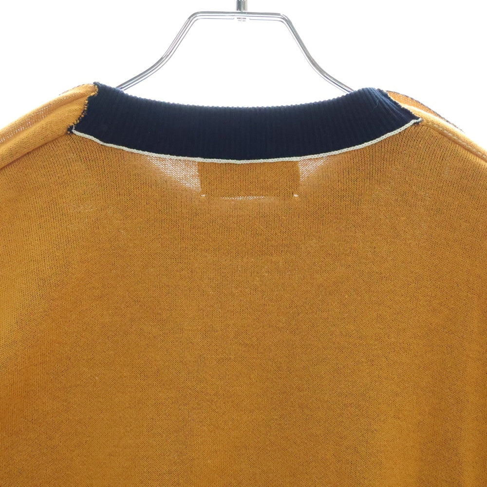 AMBUSH(アンブッシュ) ロゴ刺繍 カラー切替 コットン 長袖ニットセーター ネイビー/オレンジ BMHE006S21KNI001