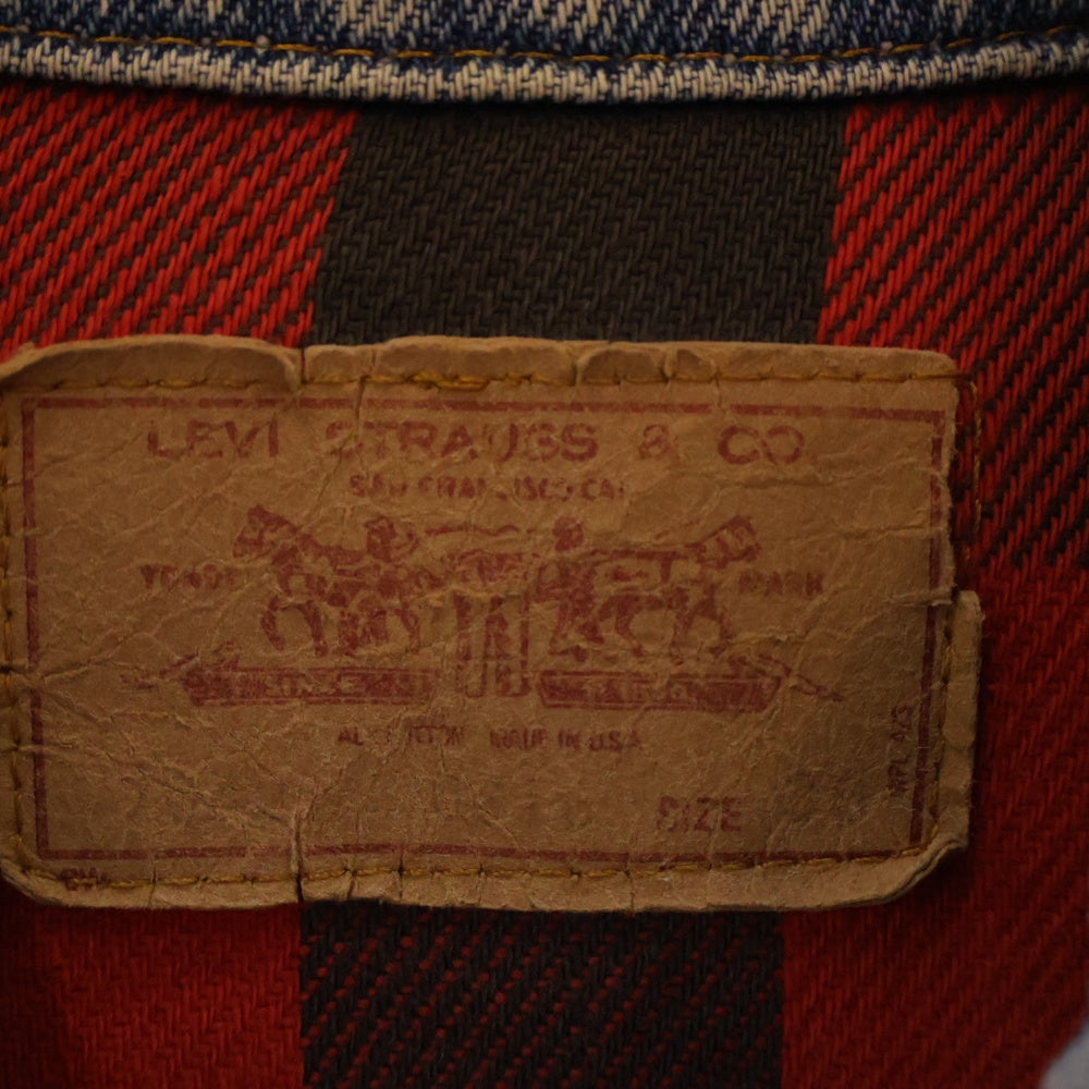 Levi's(リーバイス) 80~90S VINTAGE 70411-0816 ボタン裏327 38 バッファローチェック フランネルライナー 4th トラッカージャケット インディゴ/レッド
