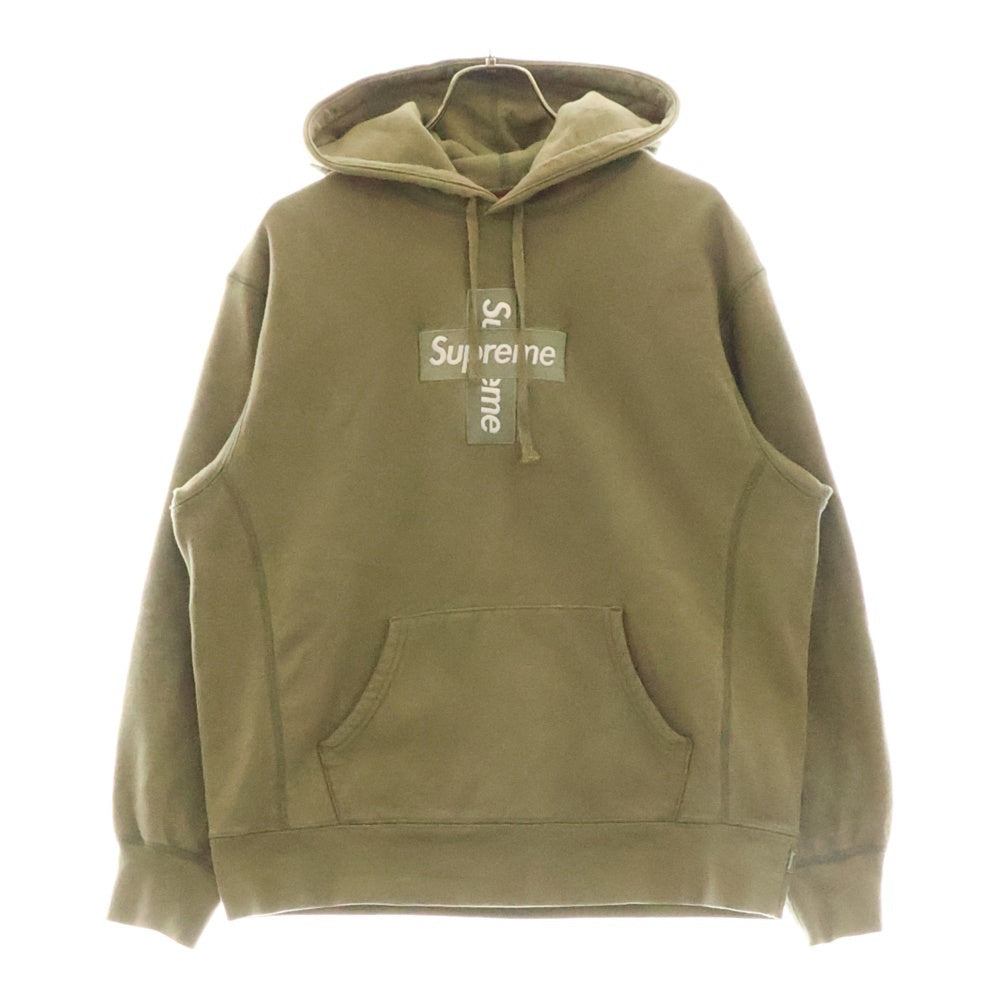 SUPREME(シュプリーム) 20AW Cross Box Logo Hooded Sweatshirt クロスボックスロゴ フーデッドスウェット プルオーバーパーカー カーキ