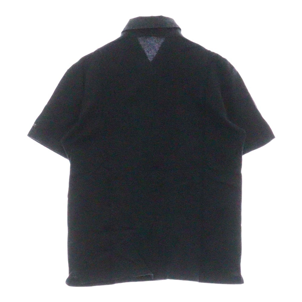 BURBERRY BLACK LABEL(バーバリー ブラックレーベル) 襟付き ハーフボタン 半袖ポロシャツ ショートスリーブ ブラック BMV49-007-09