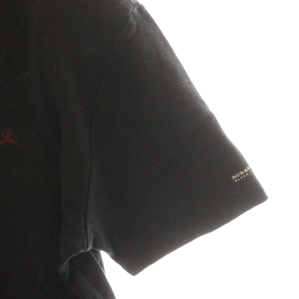 BURBERRY BLACK LABEL(バーバリー ブラックレーベル) 襟付き ハーフボタン 半袖ポロシャツ ショートスリーブ ブラック BMV49-007-09