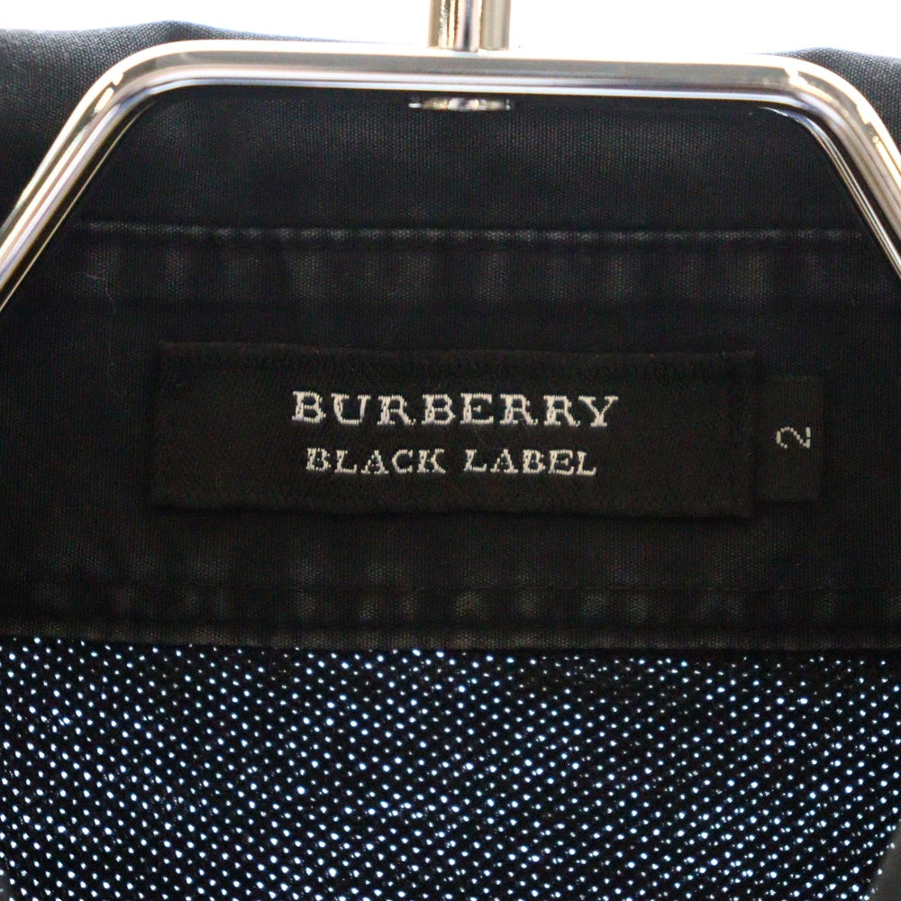 BURBERRY BLACK LABEL(バーバリー ブラックレーベル) 襟付き ハーフボタン 半袖ポロシャツ ショートスリーブ ブラック BMV49-007-09