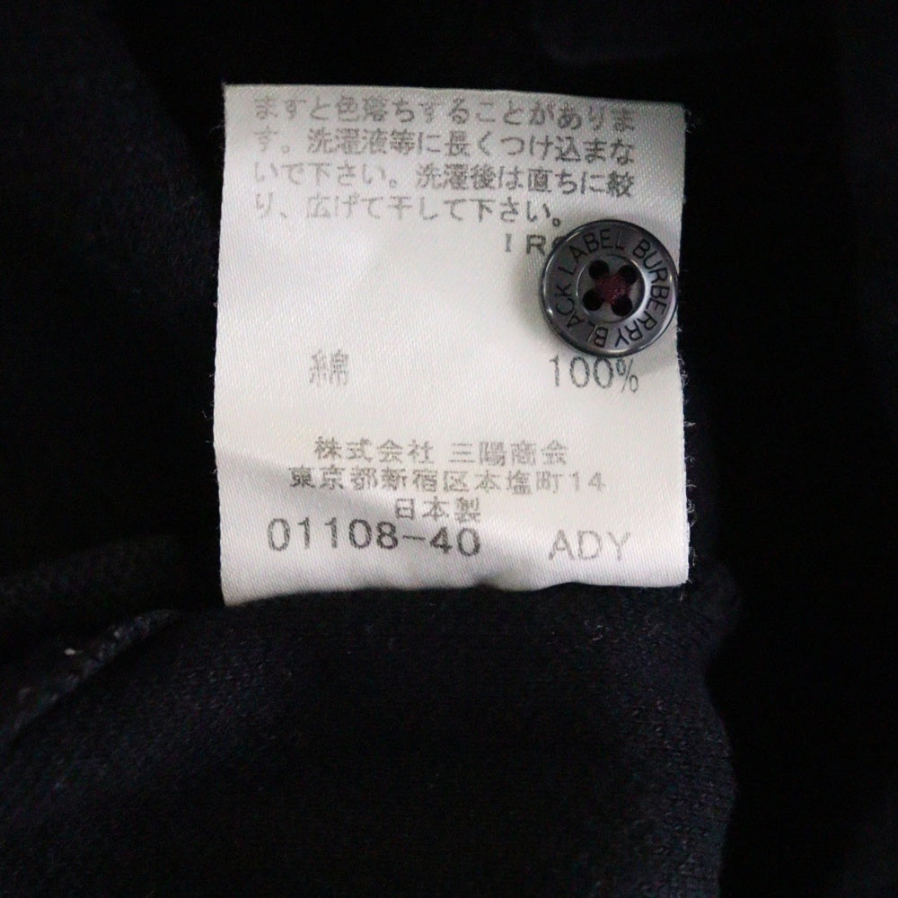 BURBERRY BLACK LABEL(バーバリー ブラックレーベル) 襟付き ハーフボタン 半袖ポロシャツ ショートスリーブ ブラック BMV49-007-09