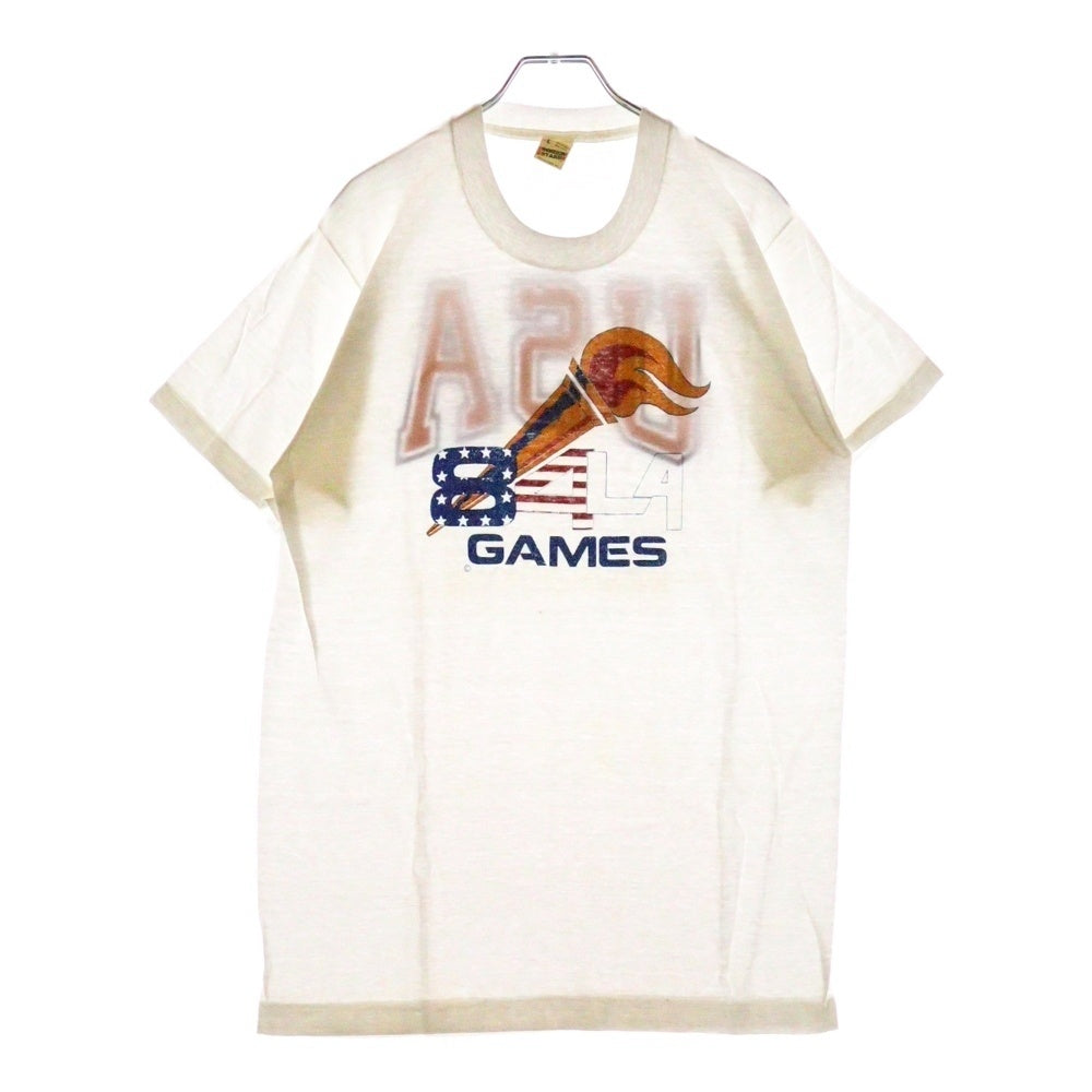 VINTAGE(ヴィンテージ) 80S SCREEN STARS GAMES スクリーンスターズ グラフィックプリント クルーネック コットン 半袖Tシャツ カットソー ホワイト