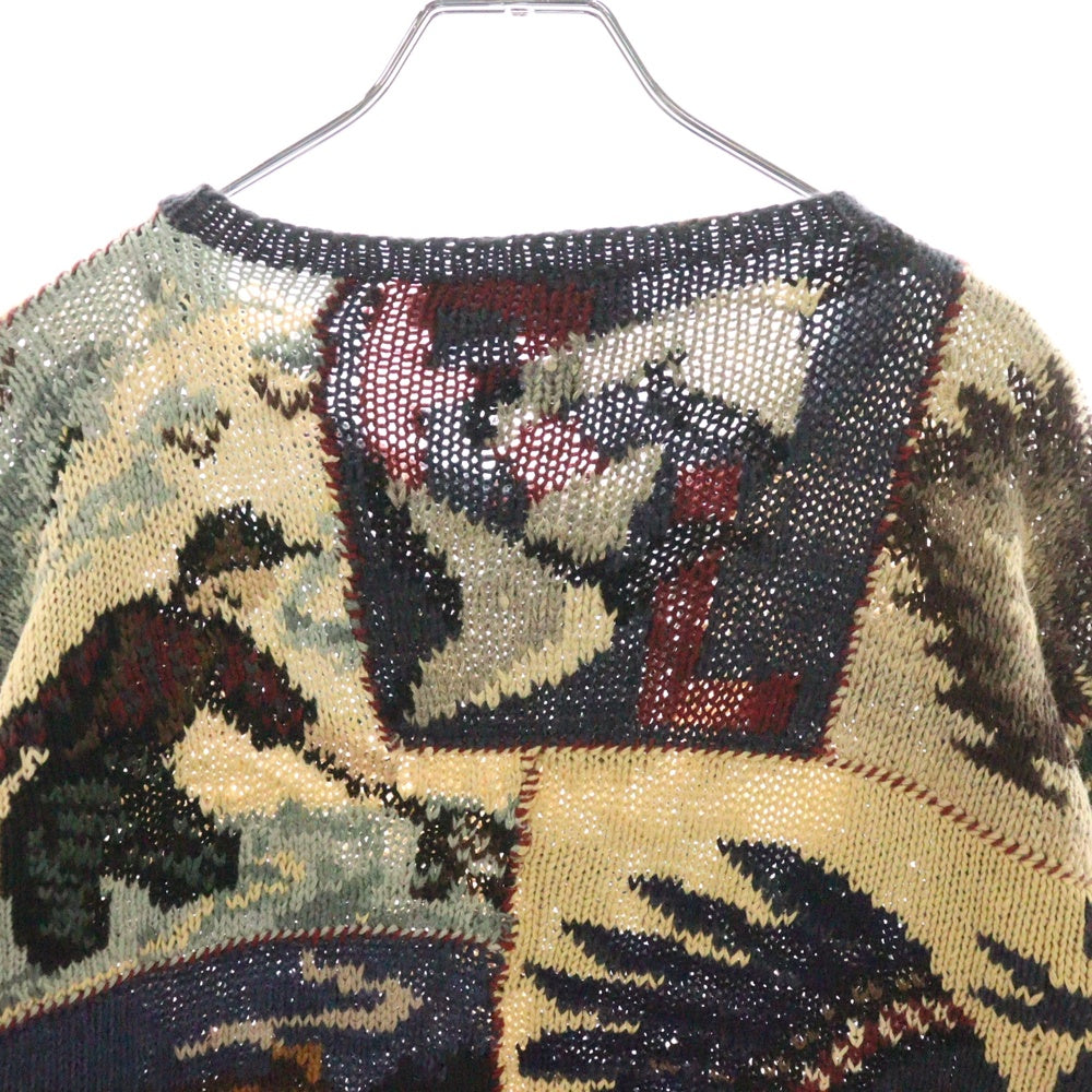 POLO RALPH LAUREN(ポロラルフローレン) 90S RL95 Patchwork Knit 両面パッチワーク柄 ケーブルニットセーター マルチ