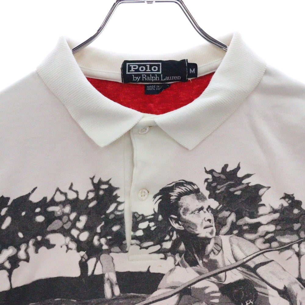 POLO RALPH LAUREN(ポロラルフローレン) 1992 STADIUM POLO SHIRT オリジナル スタジアムコレクション 槍投げ ハーフボタン 半袖ポロシャツ ショートスリーブ ホワイト/レッド