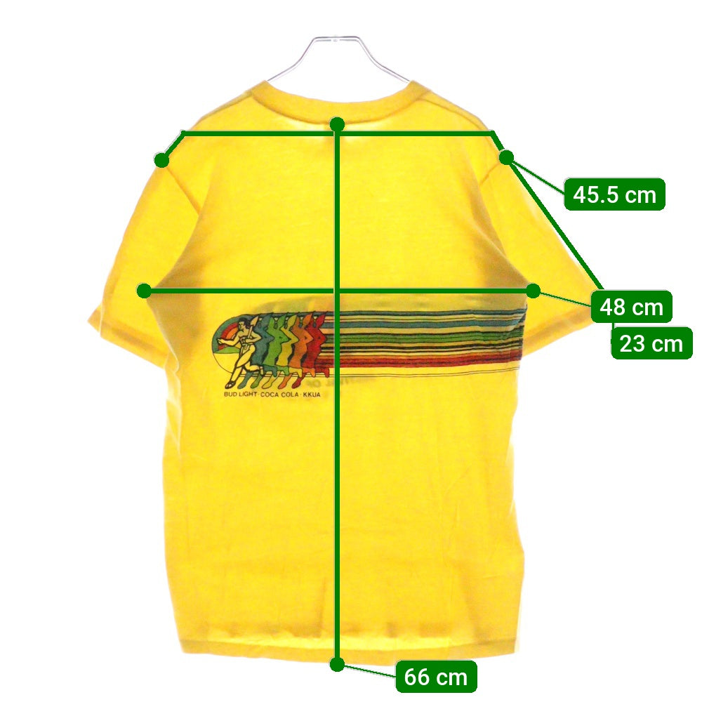 VINTAGE(ヴィンテージ) 80S Crazy Shirts 1983 フェスティバルランニング クルーネック コットン 半袖Tシャツ カットソー イエロー