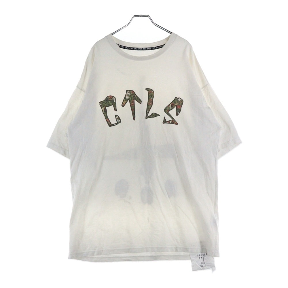 cvtvlist(カタリスト) 23AW Drunk aloha tee ロゴプリント クルーネック コットン 半袖Tシャツ カットソー ホワイト 2201060305