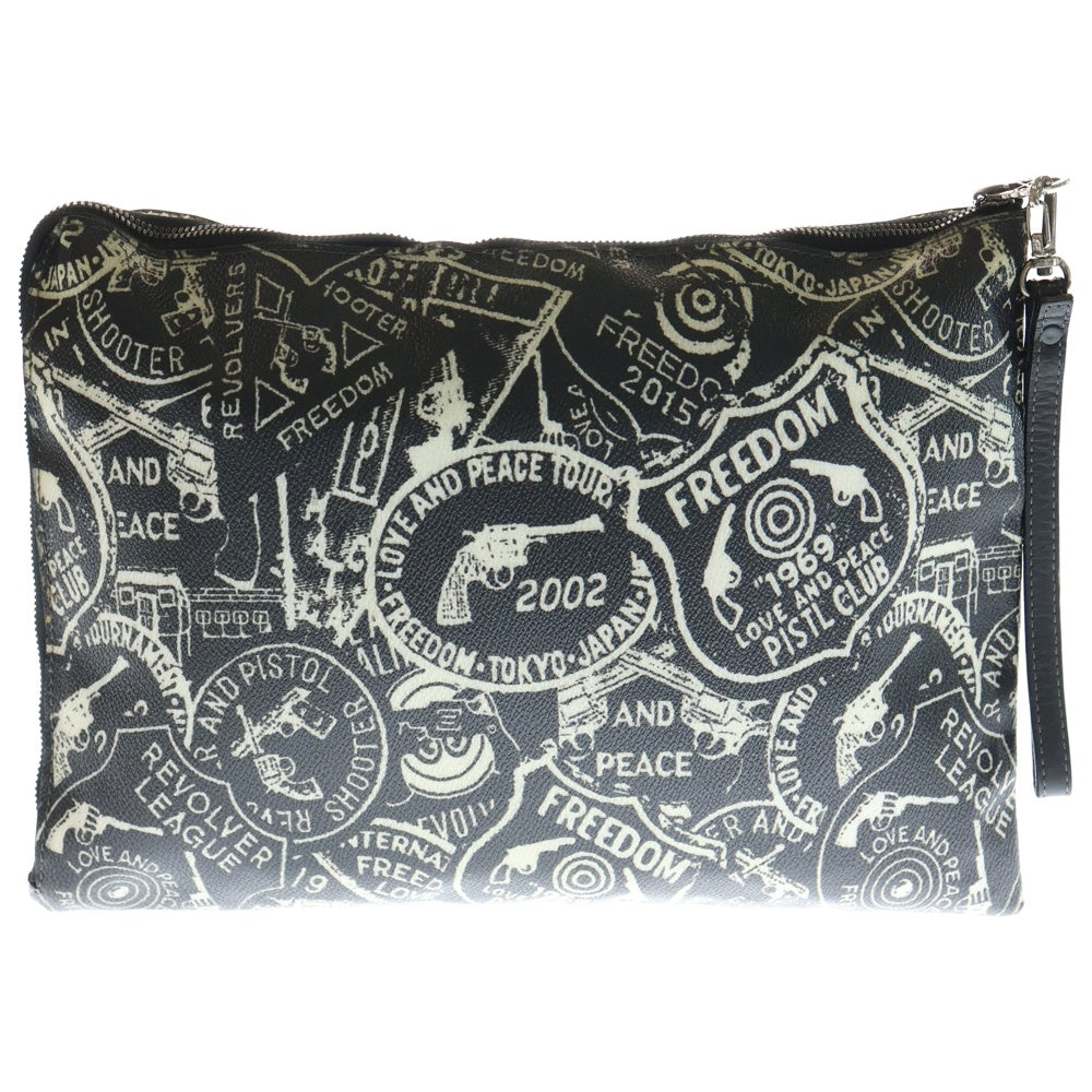 roar(ロアー) クロスガン総柄 レザー セカンド クラッチバッグ ブラック