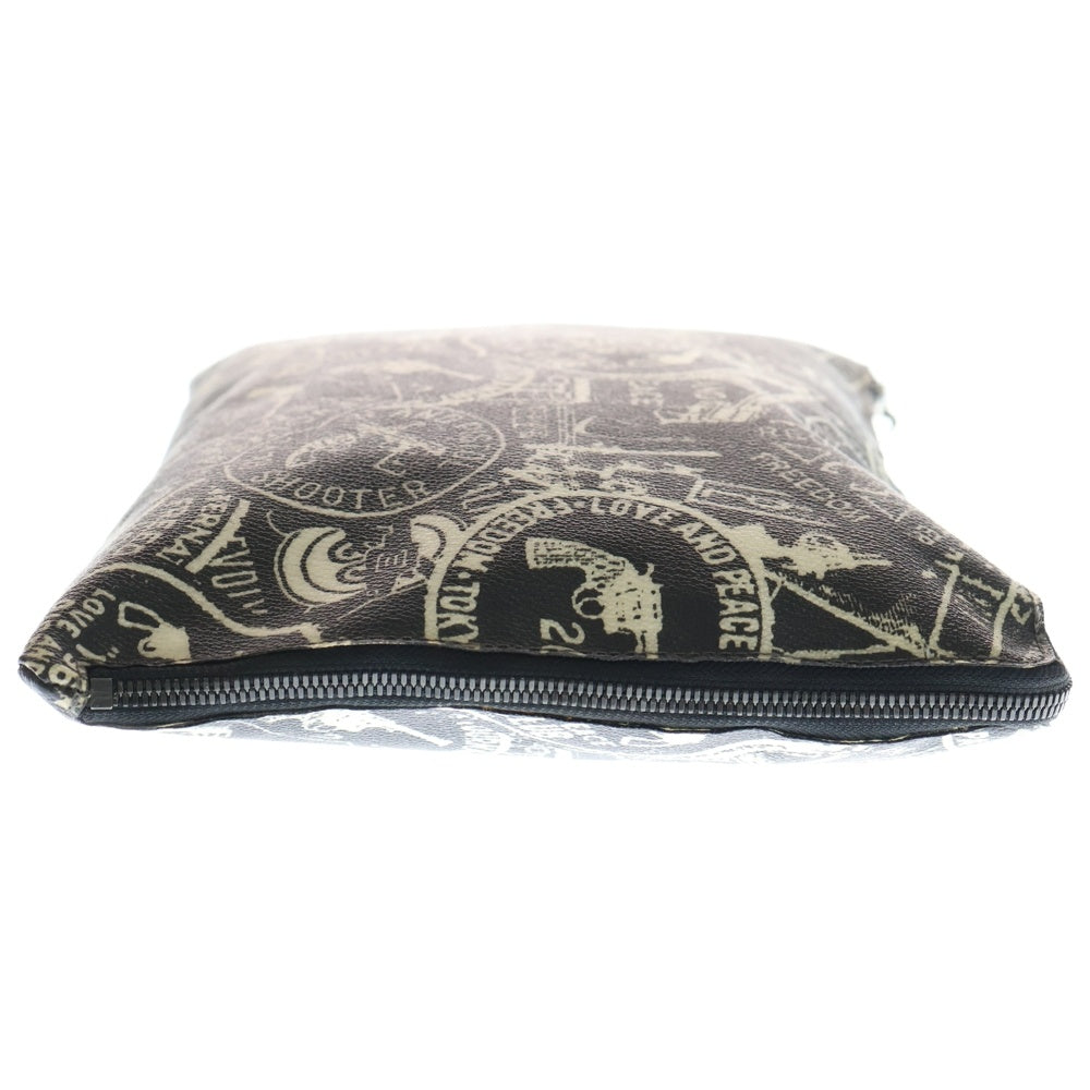 roar(ロアー) クロスガン総柄 レザー セカンド クラッチバッグ ブラック