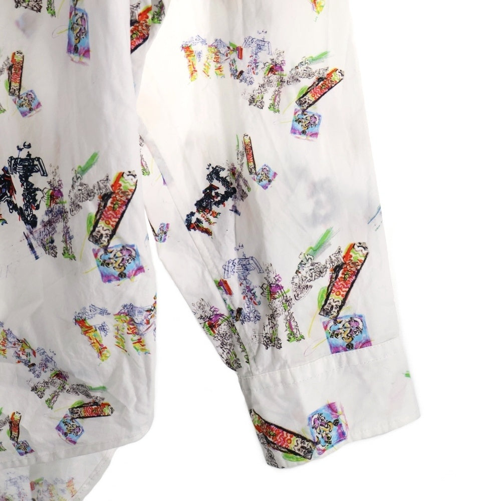 FACETASM(ファセッタズム) GRAPHIC BIG LONG SLEEVE SHIRT アートロゴ総柄 コットン 長袖シャツ ロングスリーブ ホワイト ABH-SH-M04