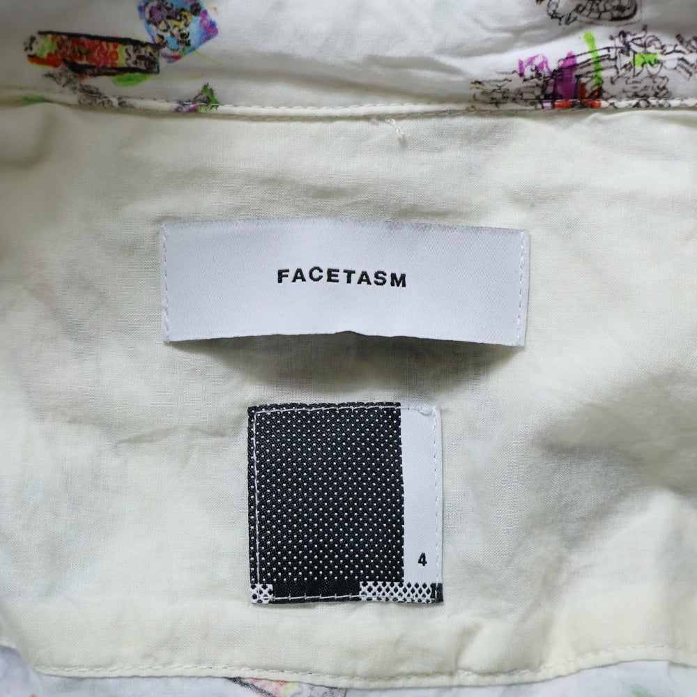 FACETASM(ファセッタズム) GRAPHIC BIG LONG SLEEVE SHIRT アートロゴ総柄 コットン 長袖シャツ ロングスリーブ ホワイト ABH-SH-M04
