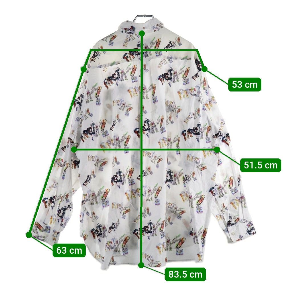 FACETASM(ファセッタズム) GRAPHIC BIG LONG SLEEVE SHIRT アートロゴ総柄 コットン 長袖シャツ ロングスリーブ ホワイト ABH-SH-M04