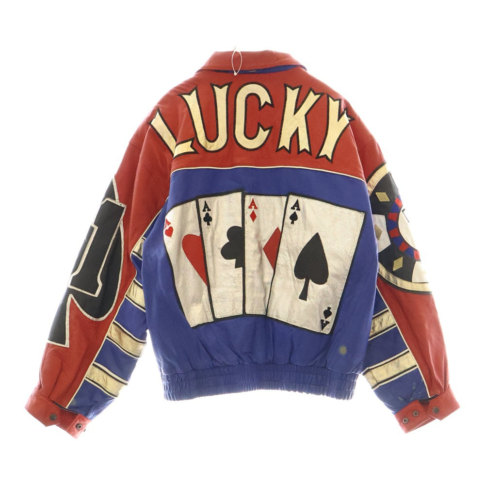 VINTAGE(ヴィンテージ) 90S LUCKY VEGAS カジノ トランプモチーフ レザー ジャケット マルチカラー