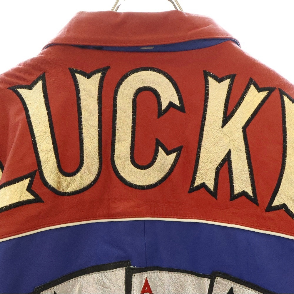 VINTAGE(ヴィンテージ) 90S LUCKY VEGAS カジノ トランプモチーフ レザー ジャケット マルチカラー