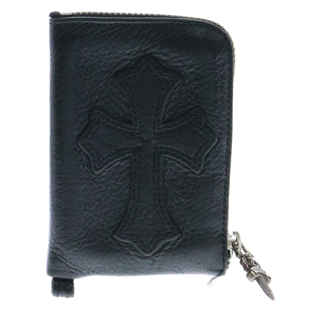 CHROME HEARTS(クロムハーツ) TINY ZIP タイニージップ クロスパッチ付き ダガージップ レザー ロングウォレット 財布 ブラック