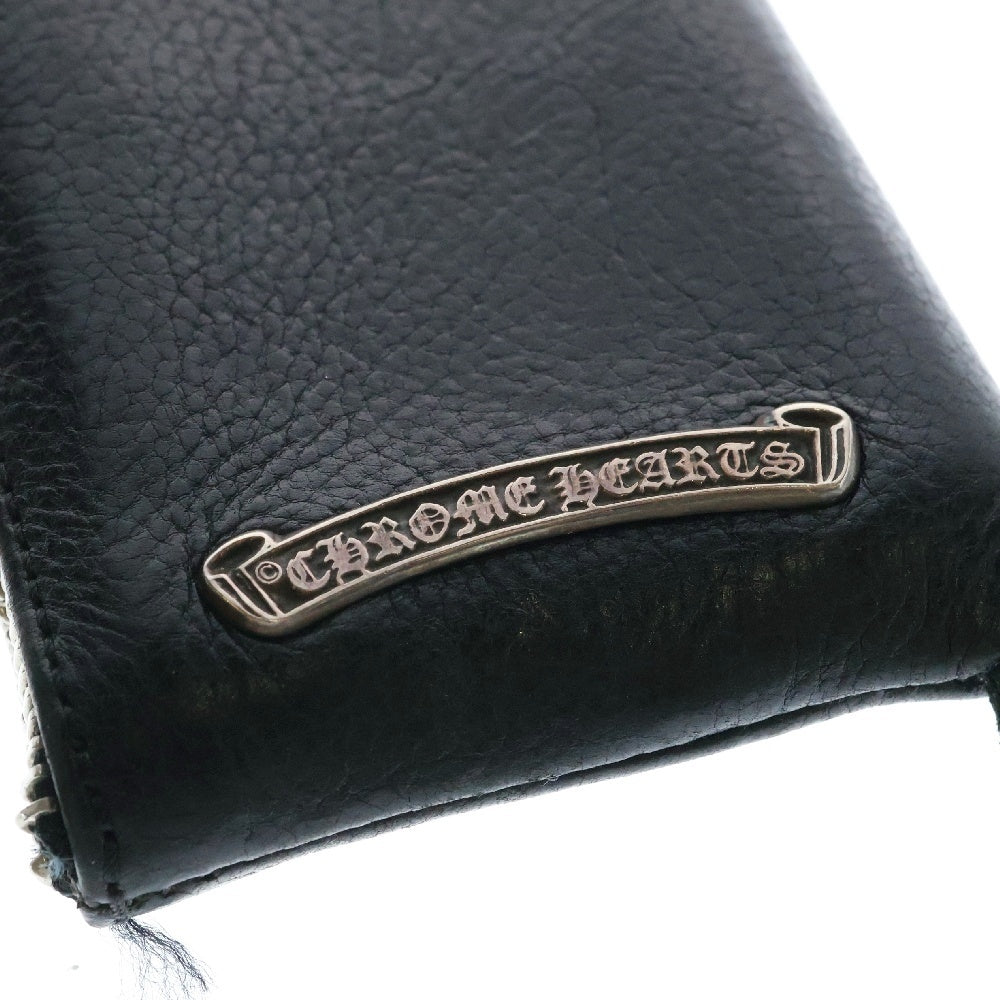 CHROME HEARTS(クロムハーツ) TINY ZIP タイニージップ クロスパッチ付き ダガージップ レザー ロングウォレット 財布 ブラック