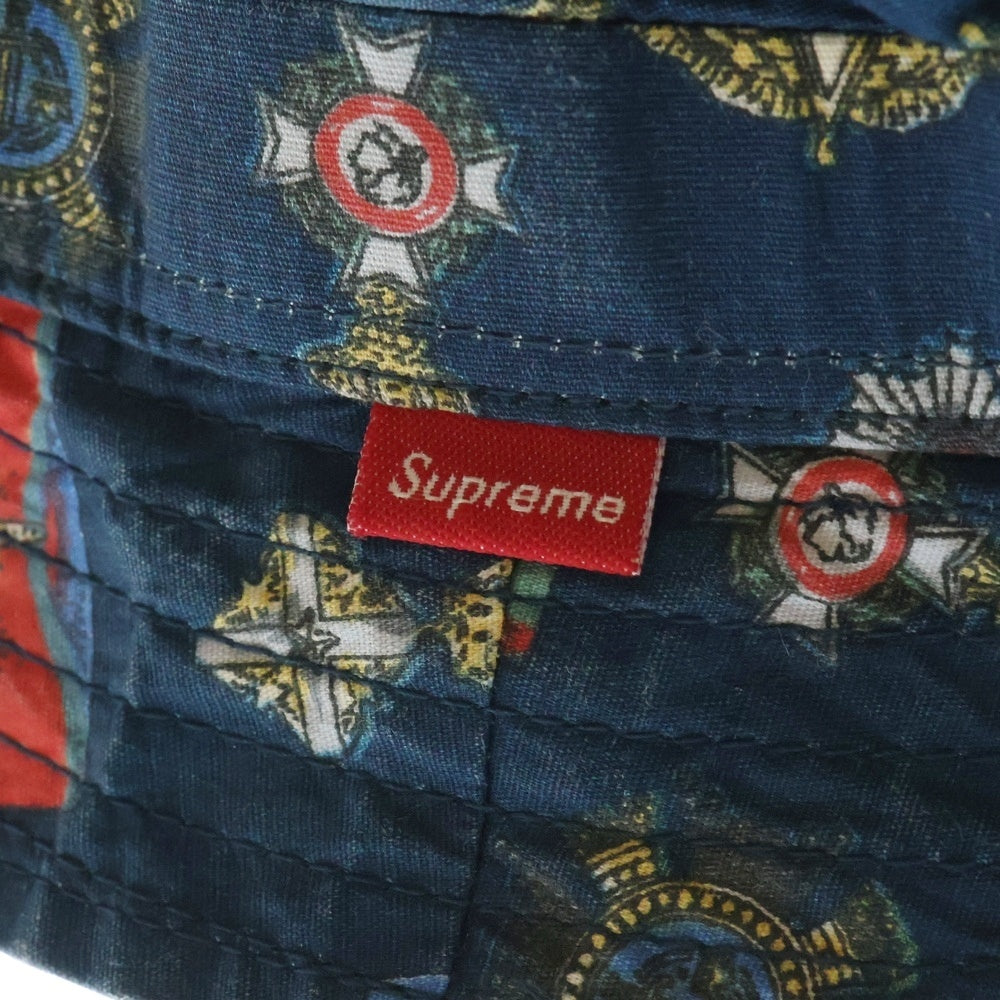 SUPREME(シュプリーム) 10SS Medals Crusher 総柄 メダルズ クラッシャー バケットハット ネイビー
