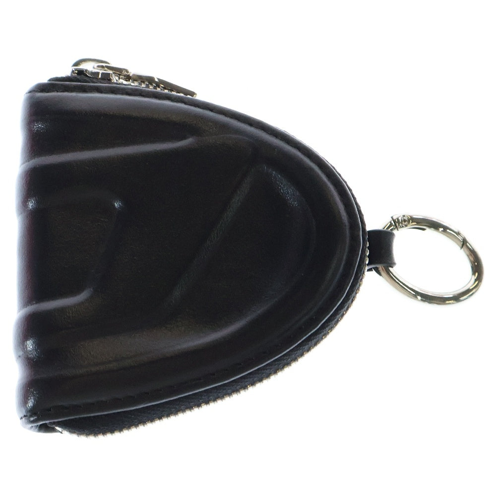 DIESEL(ディーゼル) 1DR-FOLD COIN PURSE ZIP ロゴ刻印 レザーコインケース ブラック X09894P5470