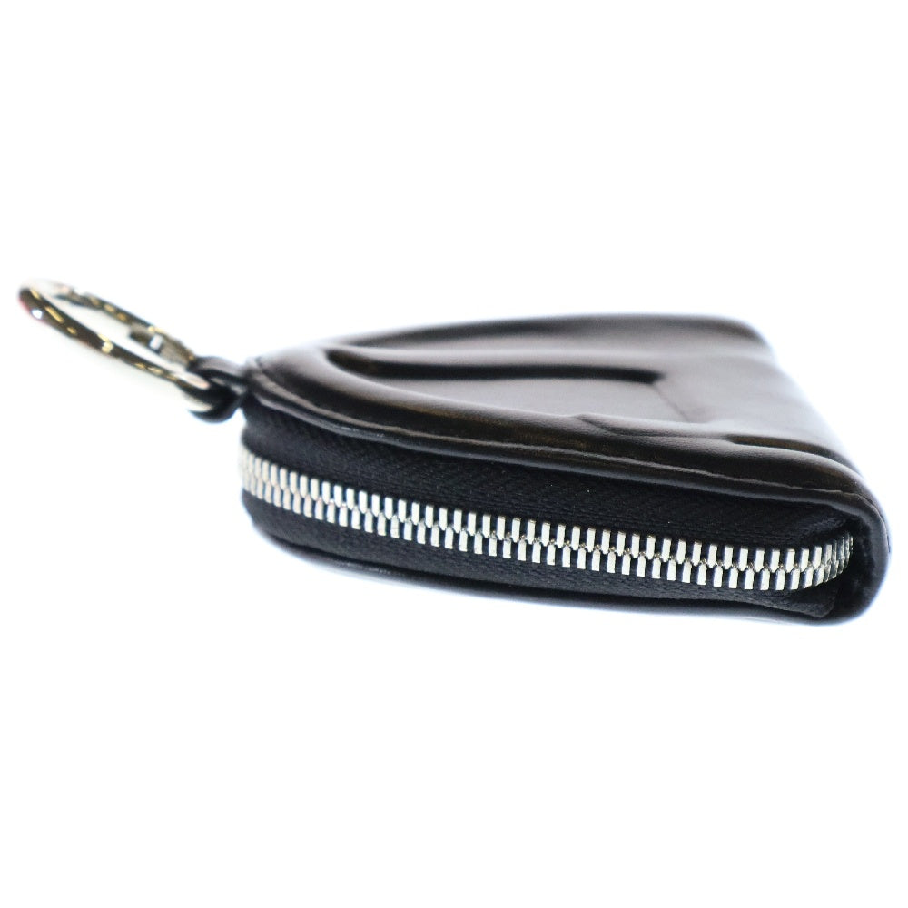 DIESEL(ディーゼル) 1DR-FOLD COIN PURSE ZIP ロゴ刻印 レザーコインケース ブラック X09894P5470