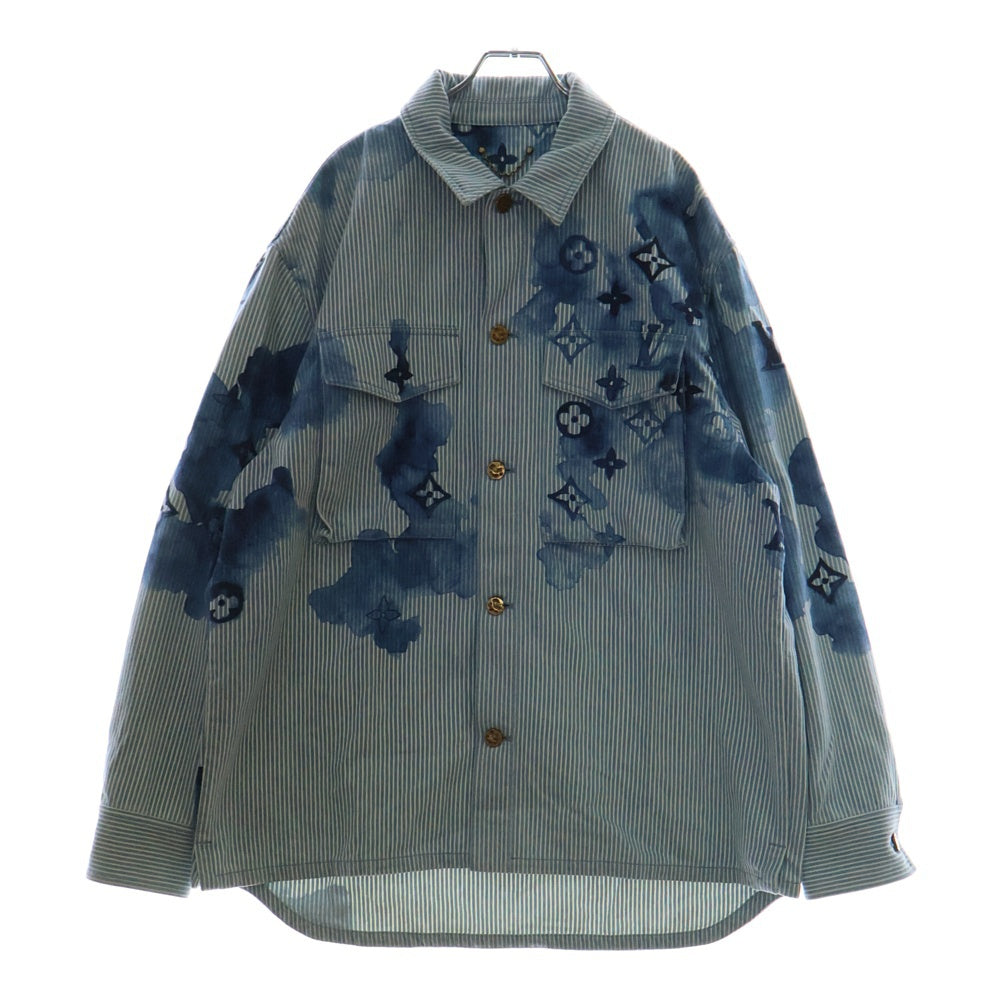 LOUIS VUITTON(ルイヴィトン) 21SS Stripe Monogram Oversized Denim Shirts Jacket ストライプ モノグラム オーバーサイズ デニム 長袖シャツ ジャケット インディゴ RM211V BX7 HLS05W