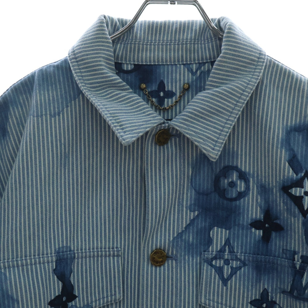 LOUIS VUITTON(ルイヴィトン) 21SS Stripe Monogram Oversized Denim Shirts Jacket ストライプ モノグラム オーバーサイズ デニム 長袖シャツ ジャケット インディゴ RM211V BX7 HLS05W